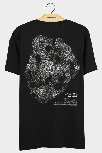 Camiseta Gola Básica - Cosmic Sounds Preta