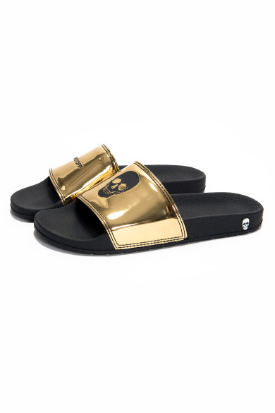 Chinelo Slide Skull - Vinil Dourado
