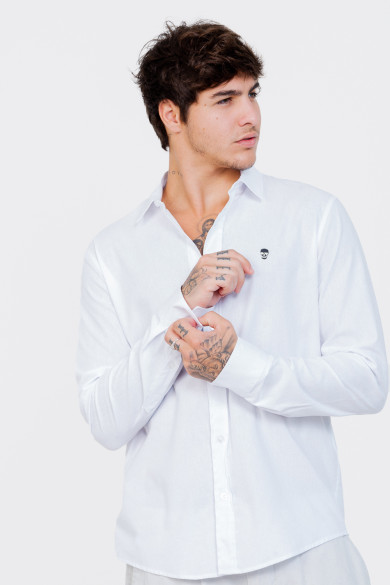 Camisa Linho - Manga Longa Branca
